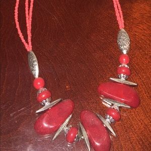Ruby red stone necklace